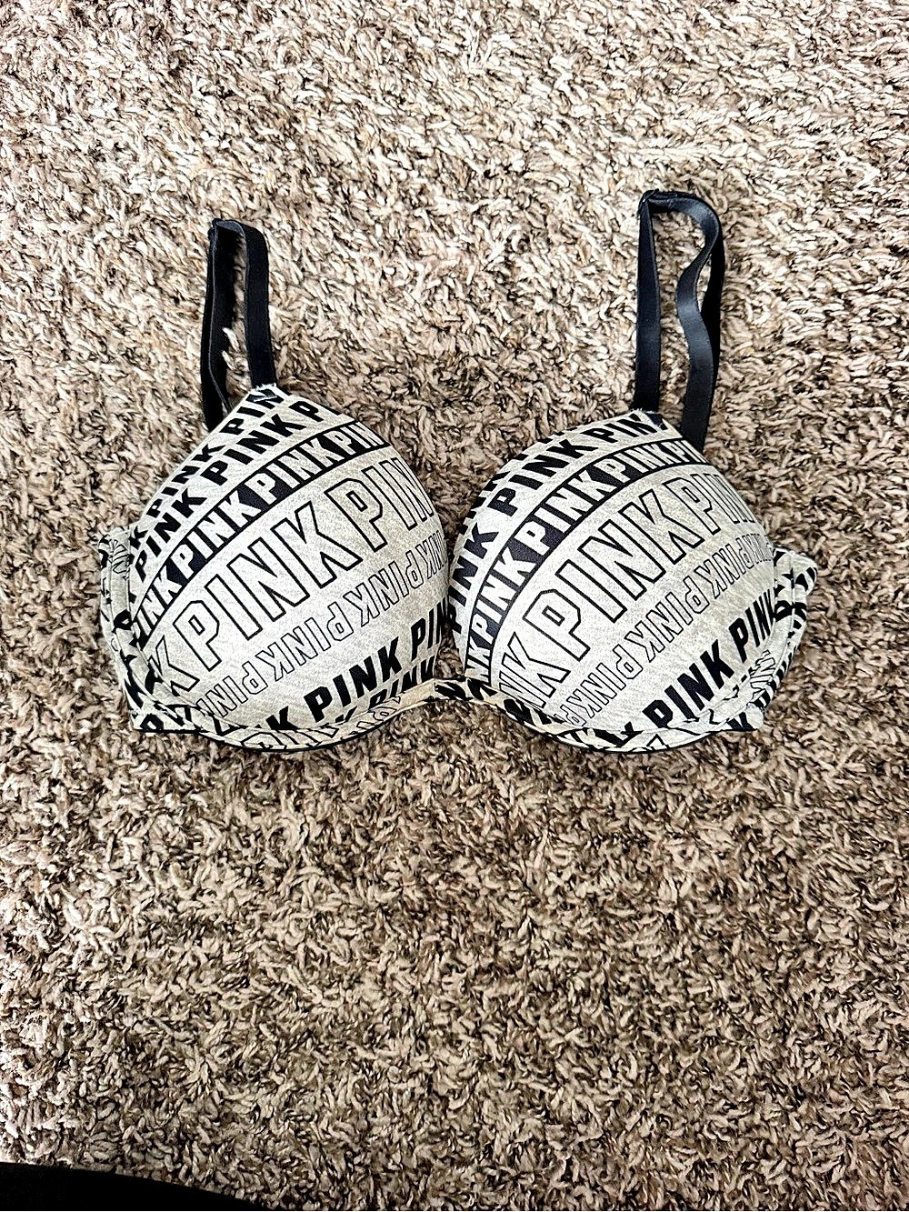 PINK Victoria's Secret Wear Everywhere Push-Up Bra White & Black